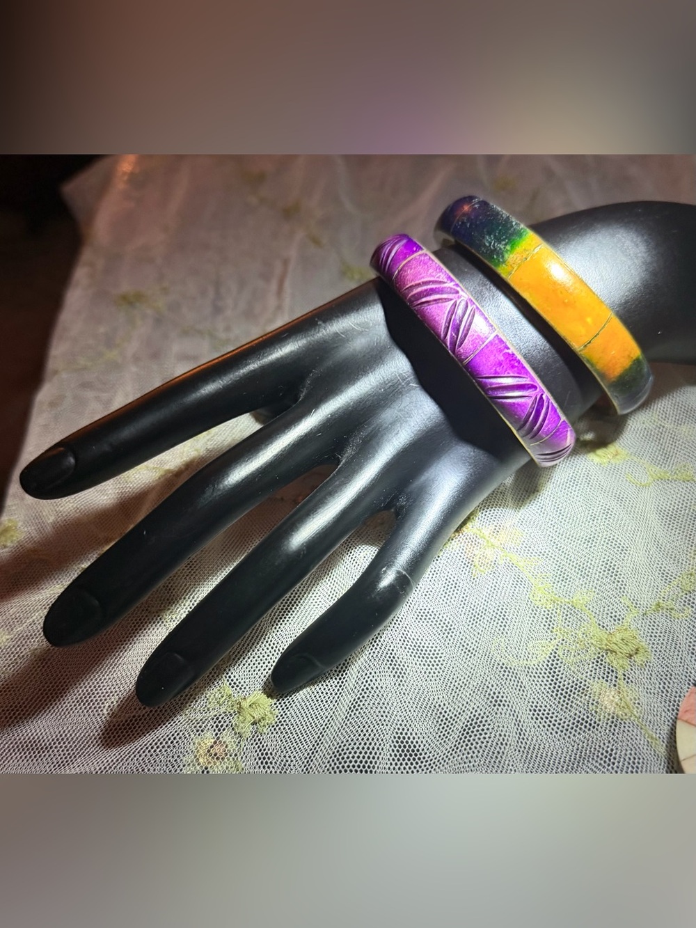 Set of Purple/Multi Color Carved Men's Bangle Bracelet- Bold Statement Accessori